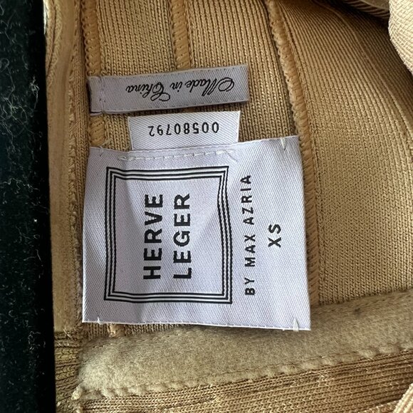 Gold Herve Leger Strapless Bandage Dress, Size XS - Picture 4 of 4